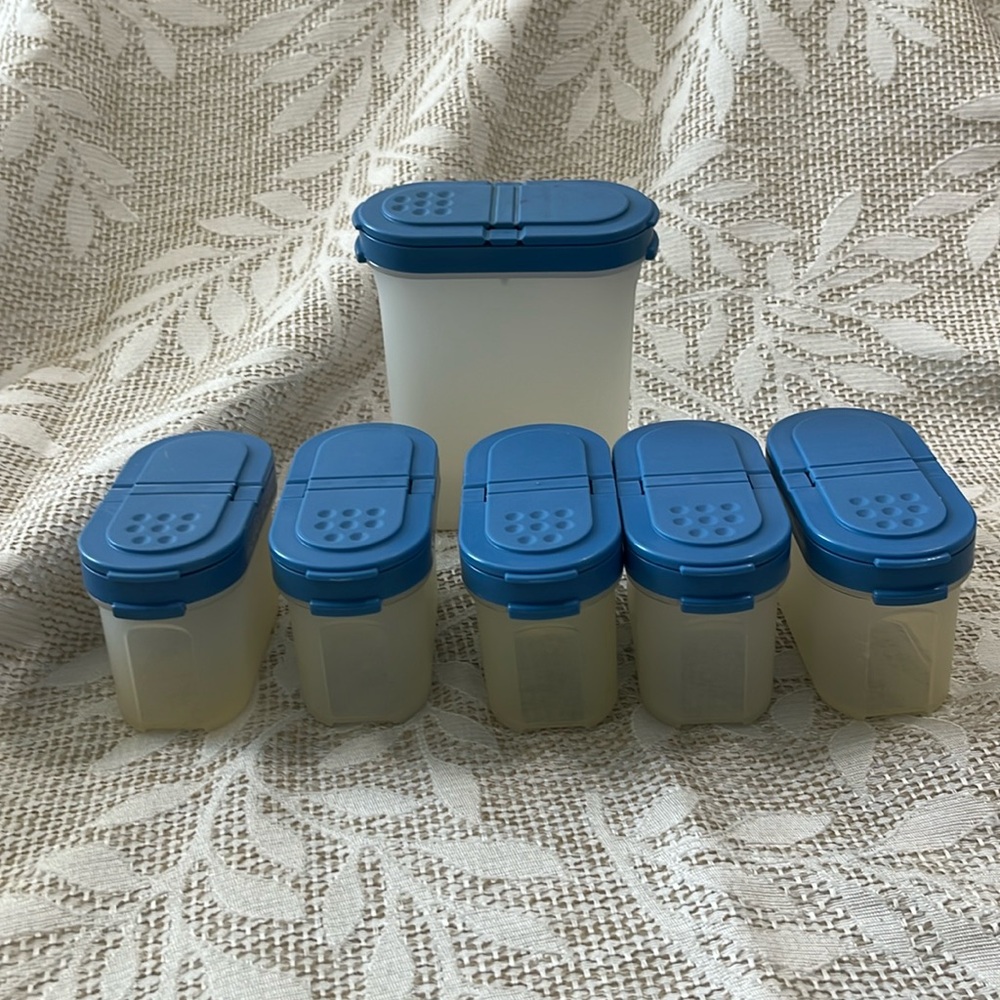 Tupperware‎ Modular Mates Blue Spice Shakers Containers Set of 6